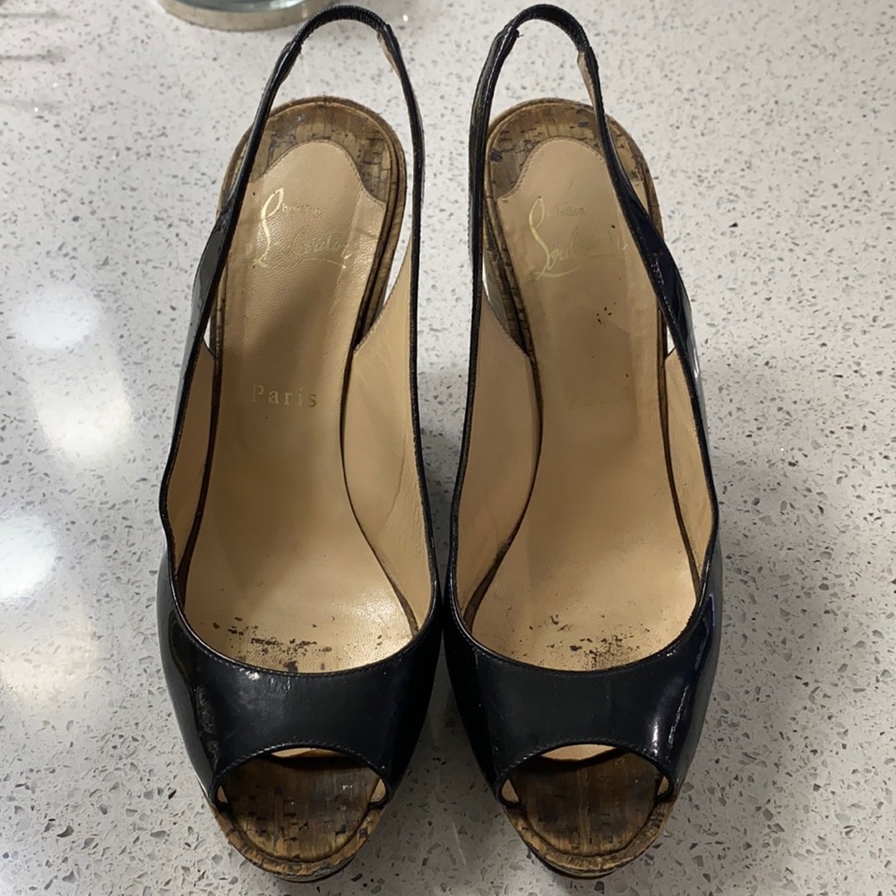 Christian Louboutin Black Patent Wedges